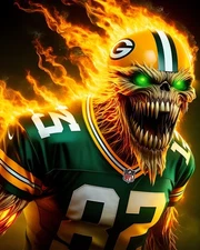 Green Bay Packers Evil NFL Mascot   8x10  11x14  12x12 AI Generated Photo