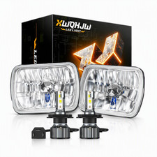 7x6 Crystal Clear Glass Lens Headlight H4 Halogen Light Bulb Headlamp Pair Led 7x6 Crystal Clear Glass Lens Headlight H4 Halogen Light Bulb Headlamp Pair Led
