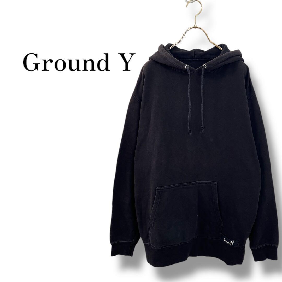 国内即発【Yohji Yamamoto】Ground Y GYロゴ GRAPHIC パーカー Ground Y Yohji Yamamoto Black Cotton Hoodie Back Print Logo