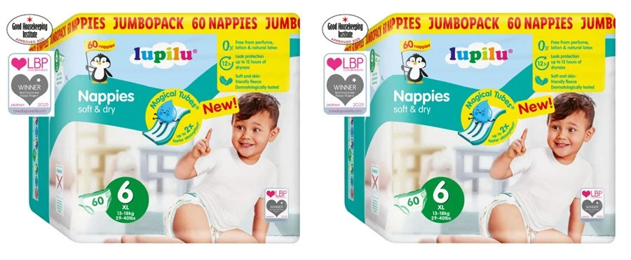120 Nappies Jumbo Pack (13-18kg) Extra Soft & Dry Disposable Nappy (Size 6)