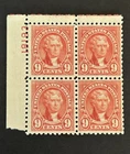 Mint Vintage Plate Block Of 4 US Stamps, #590, 10 Perf, M/NG