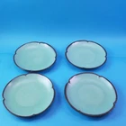 4 Vintage 5F Frankoma Pottery Scalloped Prairie Green 10" Dinner Plates