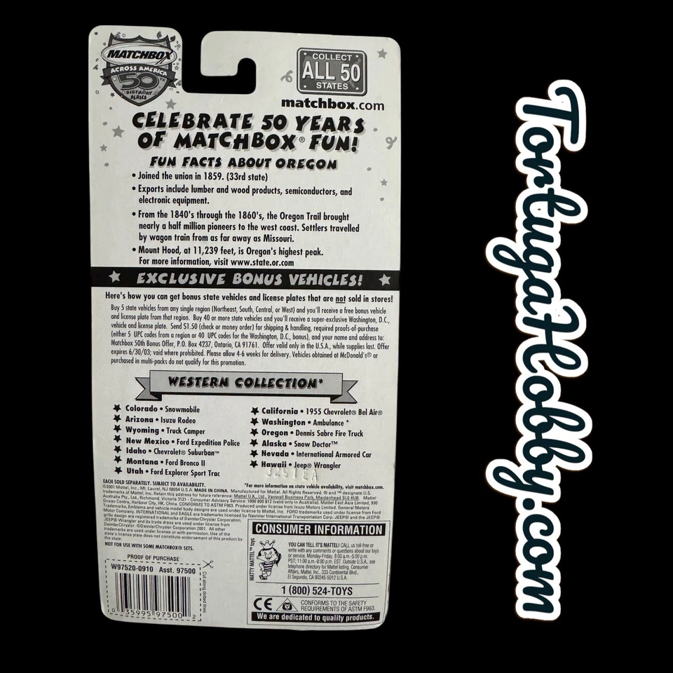 Matchbox Across America 50th Birthday Series Oregon Dennis Sabre Fire Truck - Image 2 of 2