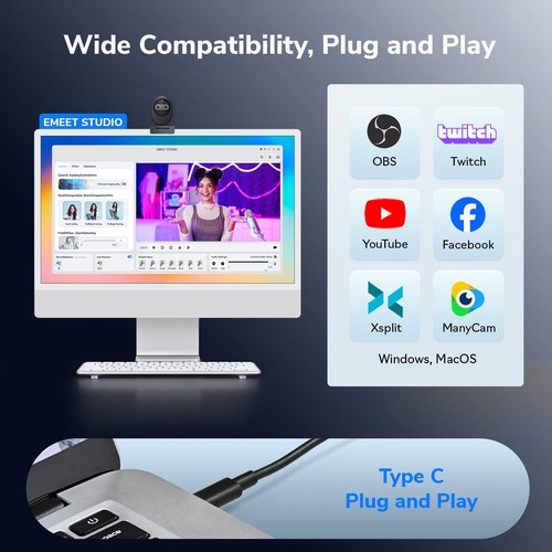 Piko 4K Webcam for Streaming, World’s 1st Dual-Camera AI-Powered 4K Camera w/... - Picture 8 of 9