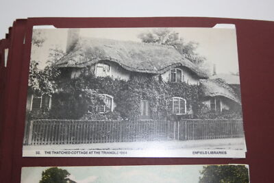 Postkarte Repoduktion Reetdachhaus am Dreieck Palmers Green um 1884
