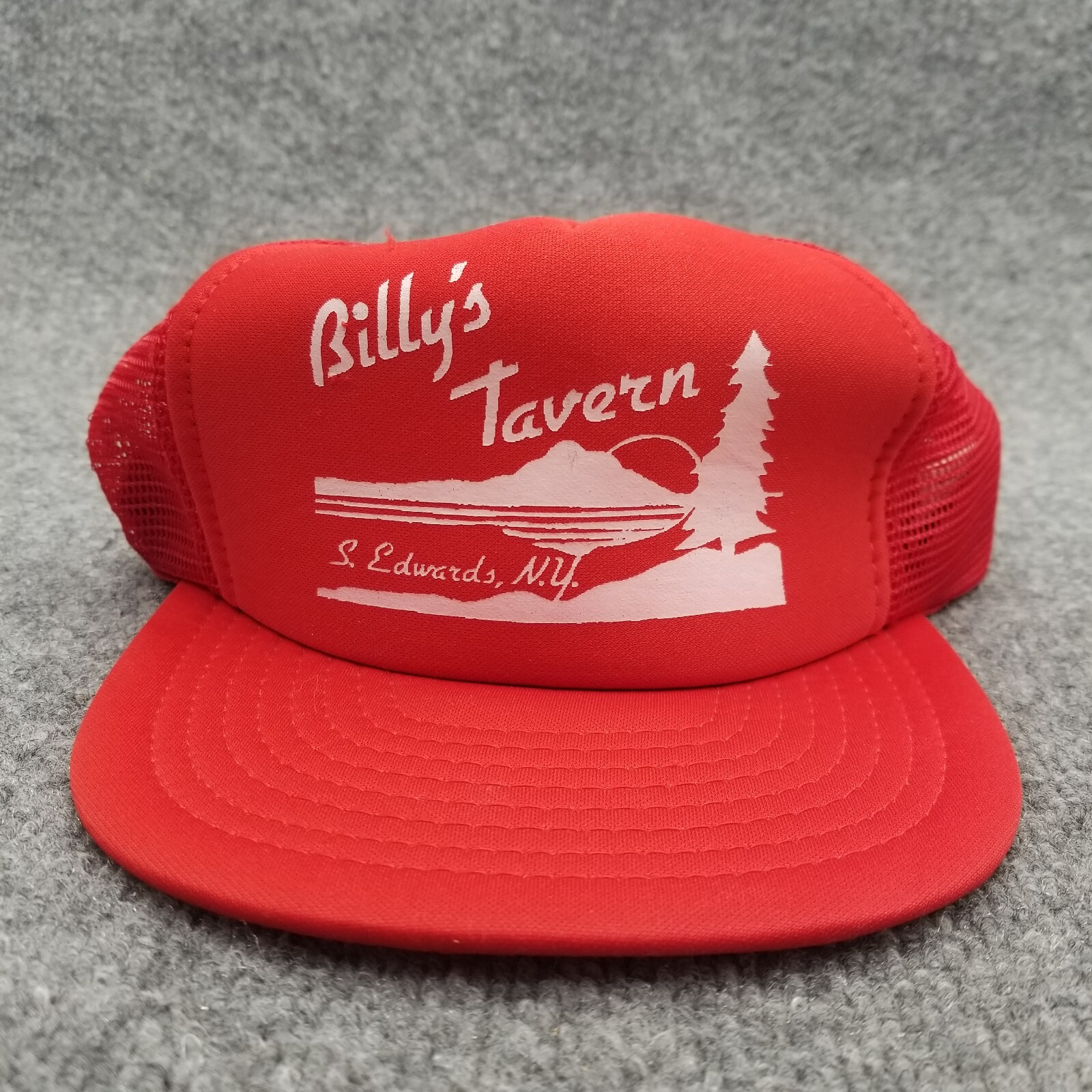 Vintage Billys Tavern Red Snapback Trucker Cap by S Edwards New York