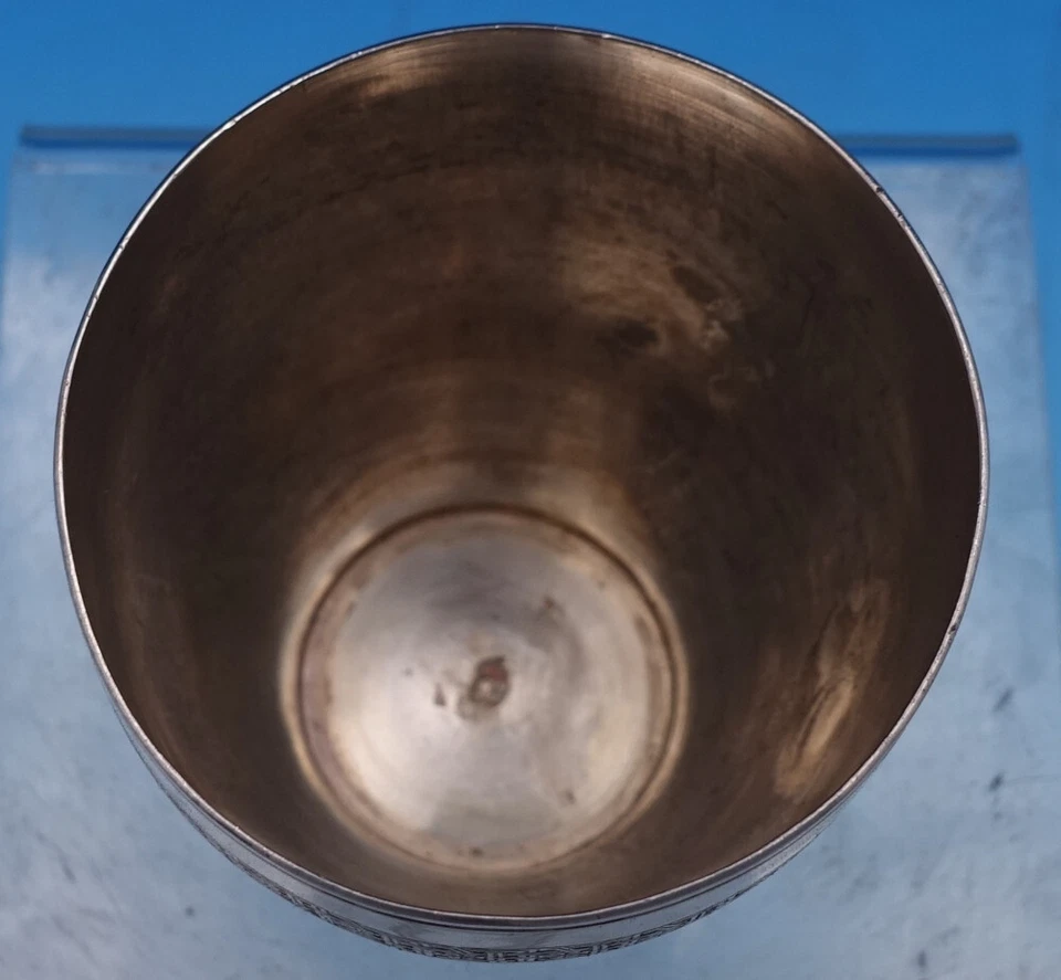 Персидская 84 серебряная чашка с гравировкой геометрический дизайн 3 3/8 дюйма ближневосточная (#7825) - Изображение 3 из 4