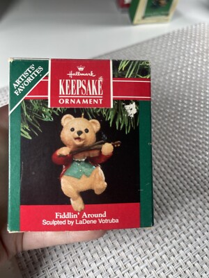 Hallmark Keepsake Ornament Fiddlin Around 1991 Bear Fiddle In Box Vintage