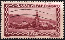 Saar Michelnummer  114  roter Fleck rechts am Rand oben, gestempelt   A