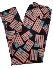 Lularoe Flags TC Leggings Stars Stripes America Patriotic July 4th NWOT