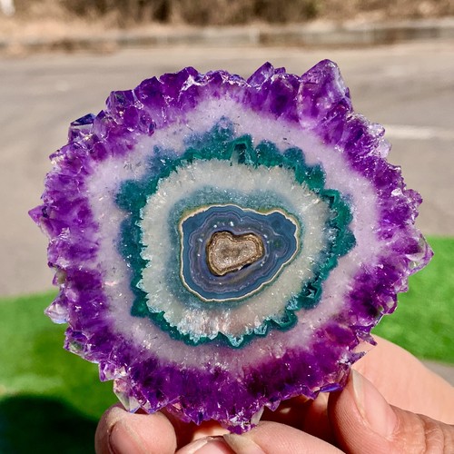 81G Natural Alta Calidad Amatista Ágata Cuarzo Racimo Rebanada Cristal Mineral - Imagen 24 de 24