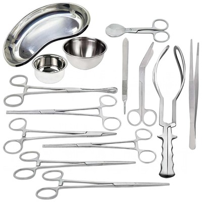 16 Pcs Basic Delivery Set Stainless Gynecology Surgical Instruments German Grade