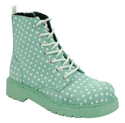 T.U.K. T2211 TUK Anarchic 7-Eye Boot Mint Suede White Polka Dot Print mit Zip