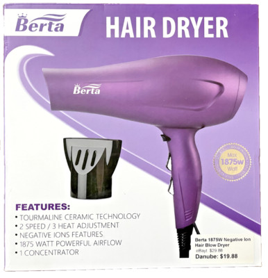 Berta 021I 1875W  Negative Ion Hair Dryer - Fast Drying & Frizz Control