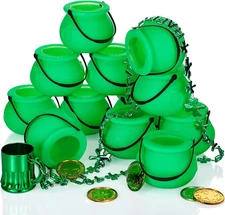 12 Pcs Gold Pot Mini Cauldron Kettle for St Patrick Day, Halloween, Wizard Theme