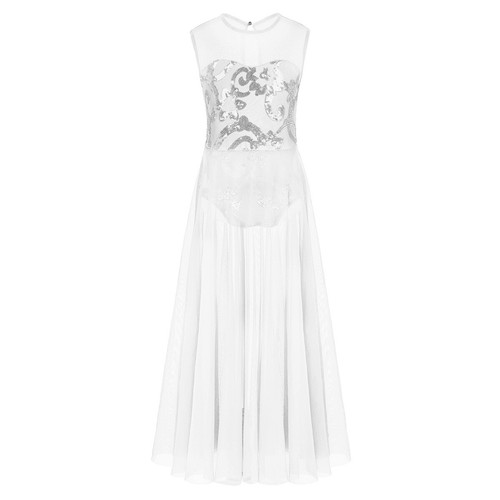UK Kids Girls Lyrical Dance Dress Ballroom Latin Maxi Dress Shiny Sequins Skirts - Picture 15 of 44