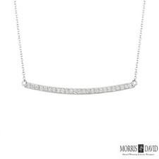 0.25 Carat Natural Diamond Bar Necklace Pendant 14K White Gold