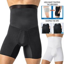 Mens Compression High Waist Boxer Shorts Tummy Trimmer Body Shaper Girdle Pants