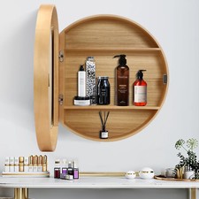 Mirror Cabinet Round Bathroom Mirror Cabinet with Hidden Storage Wall-mounted
