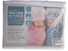  Margaux & May Portable Mini Crib Mattress Protector Bamboo White Pack N Play 