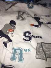 POTTERY BARN PB KIDS Lot Of 1 Full Flat Sheet And 2 Pillowcases Preowned Sports