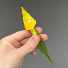 Yellow Glass Calla Lily Figurine 7  Hand Blown Flower Art Glass Decor Gift