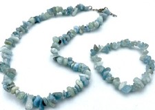 Turquoise Larmiar Necklace and Bracelet Set, Stainless Steel Clasp