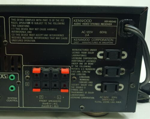 Kenwood KR-V6040 Audio Video Stereo Receiver Without Remote - Tested (36377-2) - Picture 10 of 14