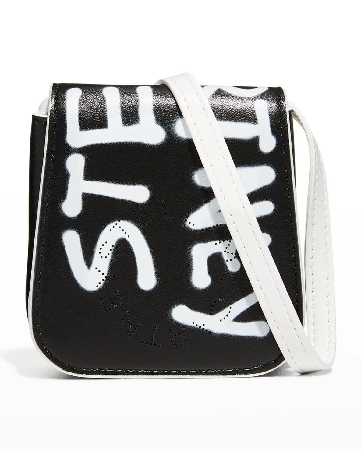 Stella McCartney — STELLA MCCARTNEY X ED CURTIS Graffiti Logo Card Holder Black Crossbody Bag