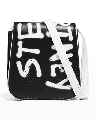 STELLA MCCARTNEY X ED CURTIS Graffiti Logo Card Holder Black Crossbody Bag