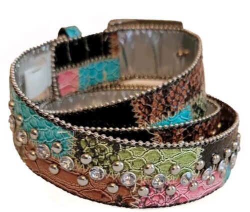 Guess Womens XL Studded Rhinestone Multi Color Belt Style 958006 - Picture 4 of 13