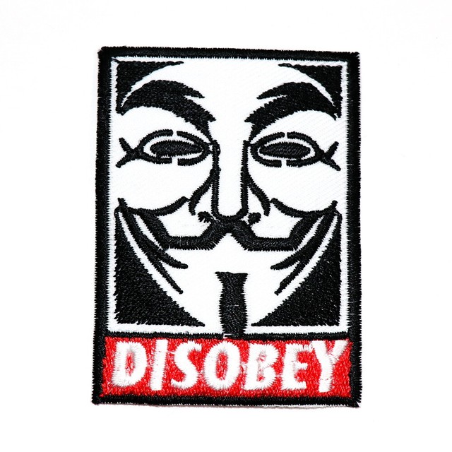 Disobey Guy Fawkes mask Patch Artwork Symbol Emblem for DIY Sew Iron on