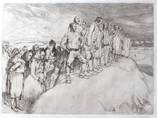 Wilhelm Thielmann. Das Ereignis, 1909. Orig.- Radierung. Willingshausen, Schwalm