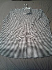 Mens Long Sleeve Shirt UNIFORM WORKS 3XL xxxl Black Gingham Shirt