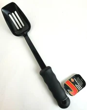 MASTER GRIPS 12" Black Nylon Slotted Spoon #48099 Lifetime Warranty - New w/Tags