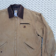 Vtg Carhartt J97 CML Detroit Jacket Blanket Lined Canvas Distressed Workwear 2XL