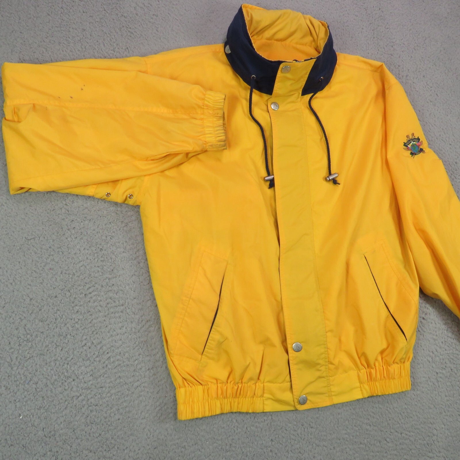 Willis & Geiger Jacket Mens Large Yellow Sailing Windbreaker Hooded