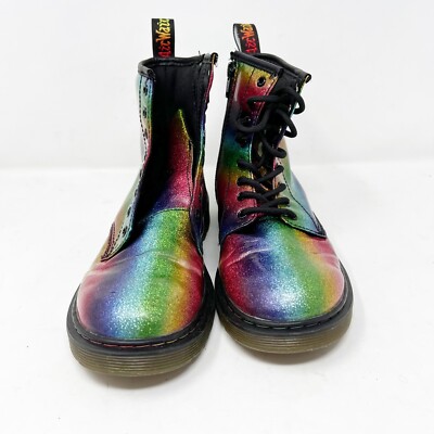 Dr Martens Boots Youth Kids Size M L Ombre Glitter Rainbow UK EU 36 