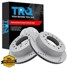 TRQ Rear Brake Rotors G-Coated Drilled Slotted Lexus GX470 03-09 4Runner