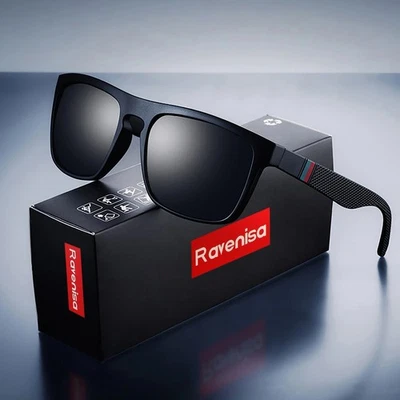 Lunettes de Soleil Polarisées UV400 Homme Femme Vintage Carrées Conduite Pêche - Photo 1/2