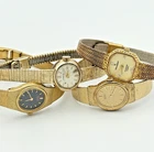 Vintage Ladies Gold Tone Watch Lot of 4 Seiko Caravelle Peugeot Parts/Repair