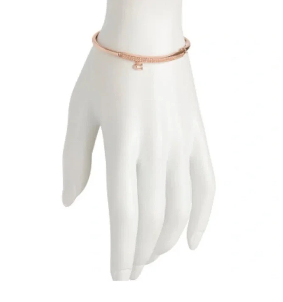 Brazalete Brazalete Coach Signature Tono Oro Rosa Barra Pavé Bisagras Estilo #91429 NUEVO Foto 2 de 4