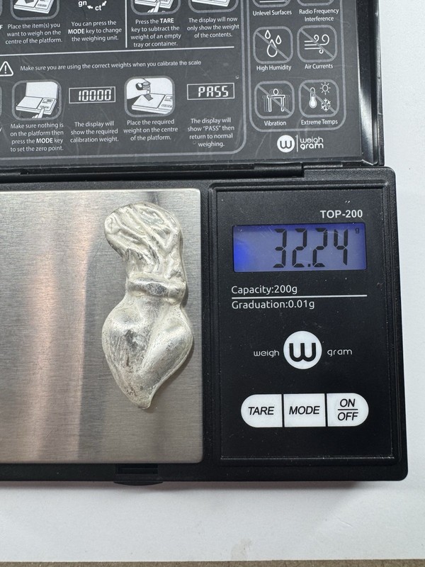 Solid .925 Sterling Silver Hand Poured Sacred Heart Ingot- 32.24 Grams Stamped
