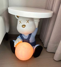 Bear Table Lamp with Round Tabletop, Touch Globe LED, Warm/Cool White