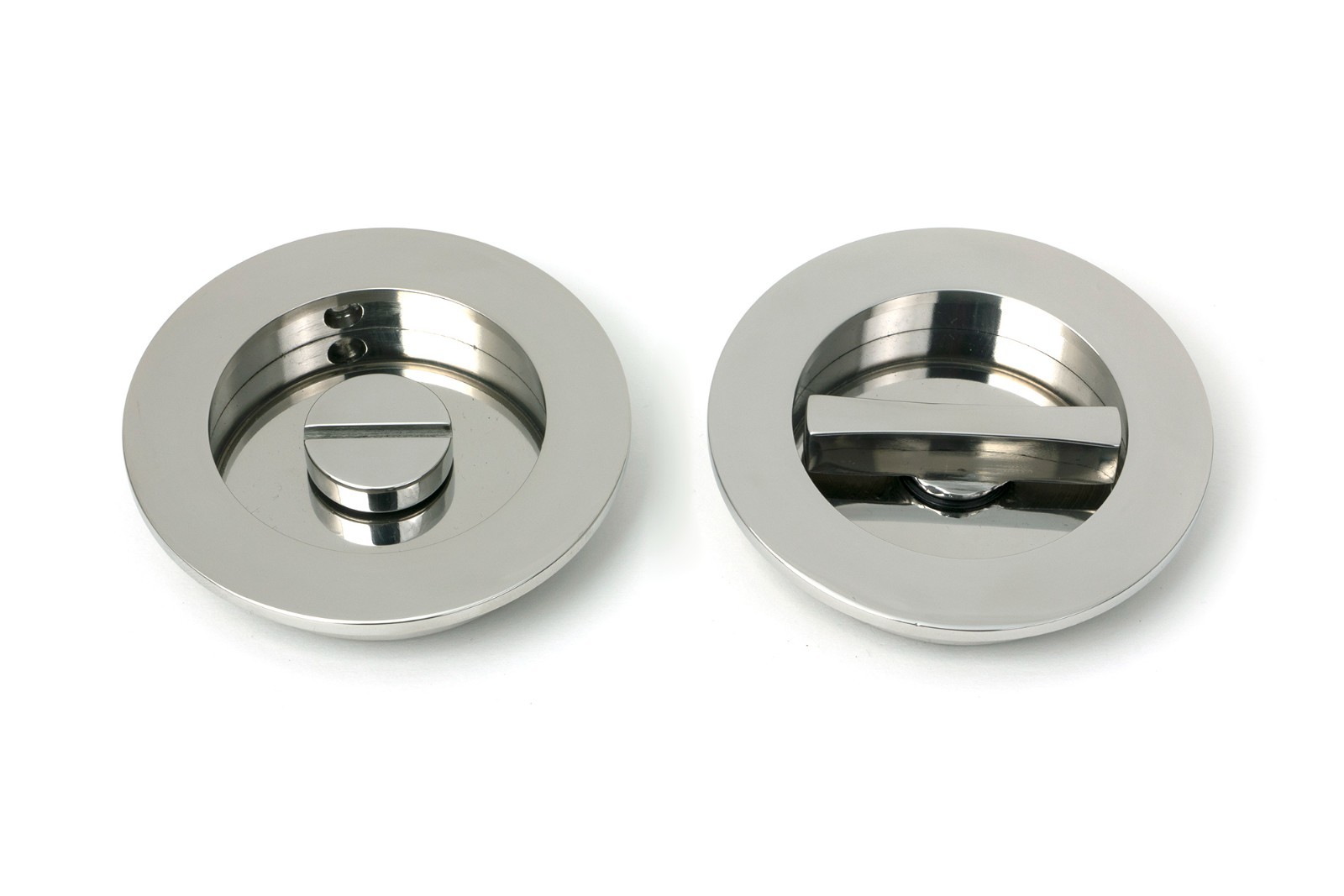 From The Anvil 52515 Polished SS (316) 75mm Art Deco Round Pull - Privacy Set