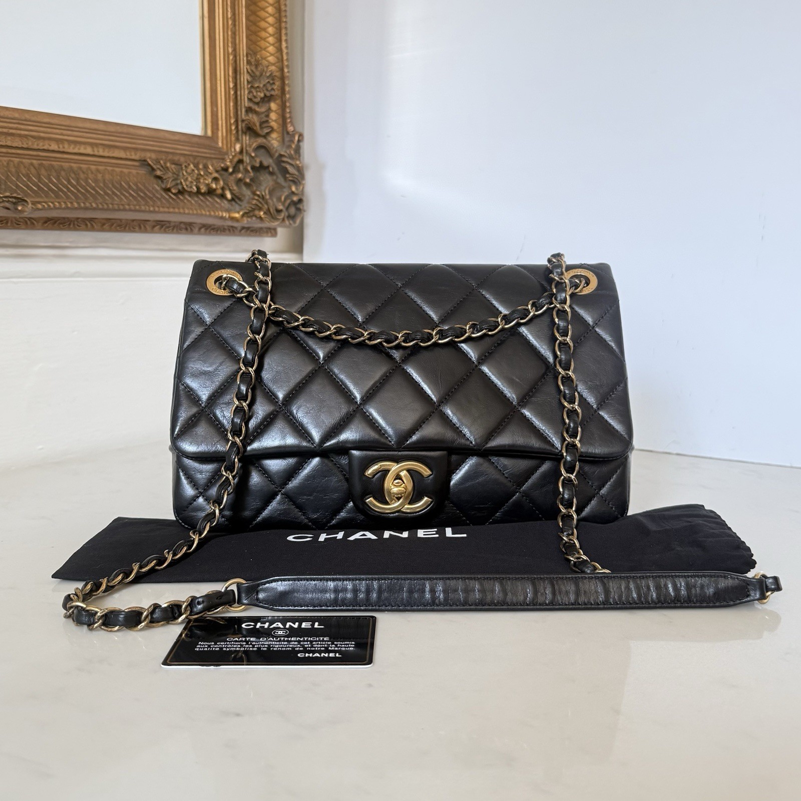 Chanel Medium Black Flap Bag Paris Salzburg Métiers d’Art Collection Authentic