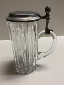 Mikasa Glass Tankard Stein 7 1/2 In Pewter Lid