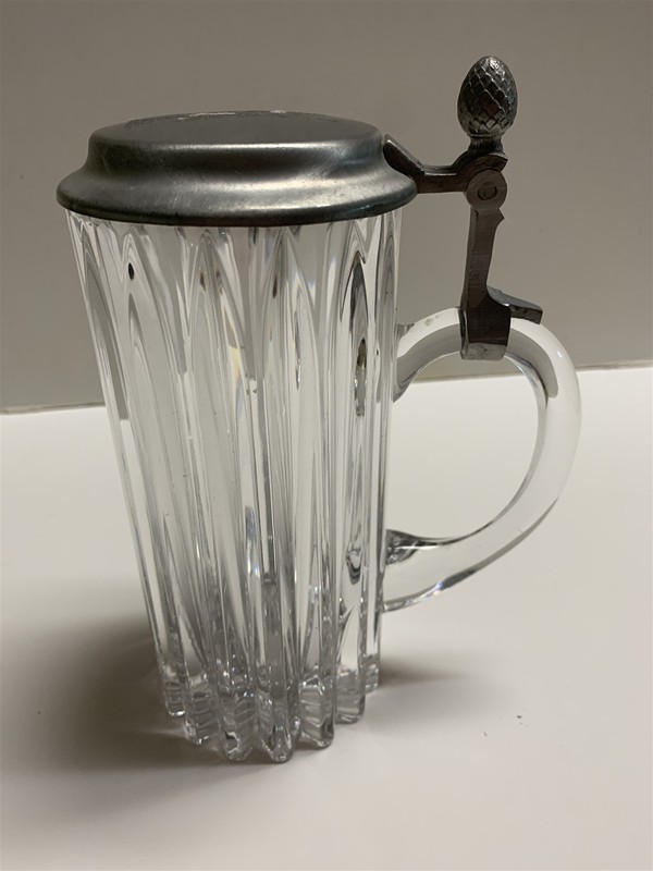Mikasa Glass Tankard Stein 7 1/2 In Pewter Lid