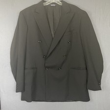 Kuppenheimer Wool Double Breasted Black Blazer Men's Sz 44 Made in USA