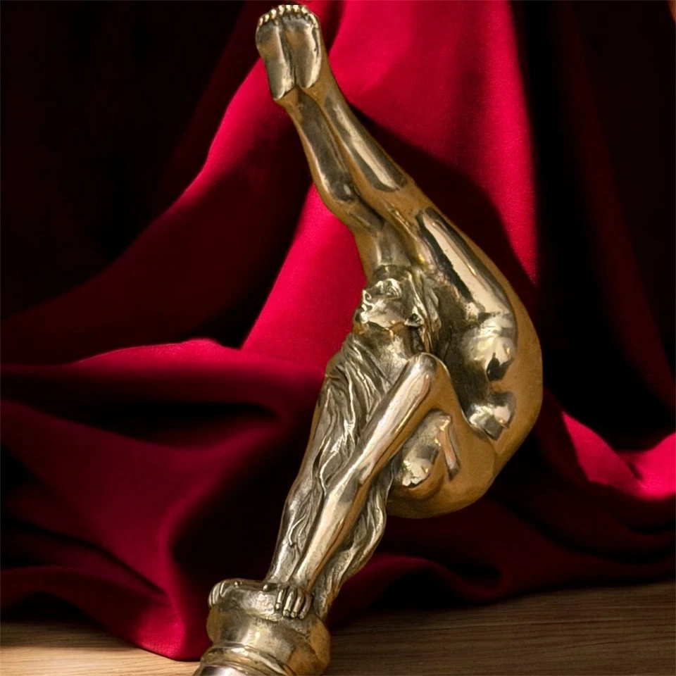 Bronze Lady Sculpture Walking Stick Cane Wood Design Handle Rare Woman Signed - Image 4 of 4